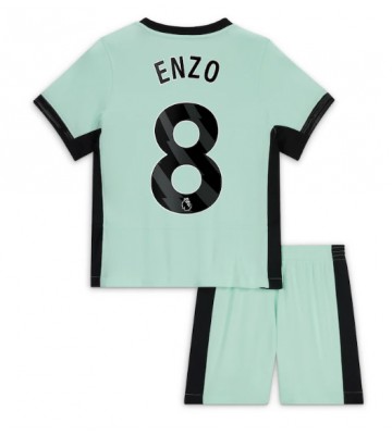 Chelsea Enzo Fernandez #8 Koszulka Trzecich Dziecięca 2023-24 Krótki Rękaw (+ Krótkie spodenki)